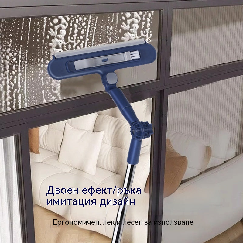 🧼✨ 2-в-1 почистващ препарат за прозорци с гумена дръжка и гумена дръжка📏 с удължена дръжка за почистване на високи стъкла