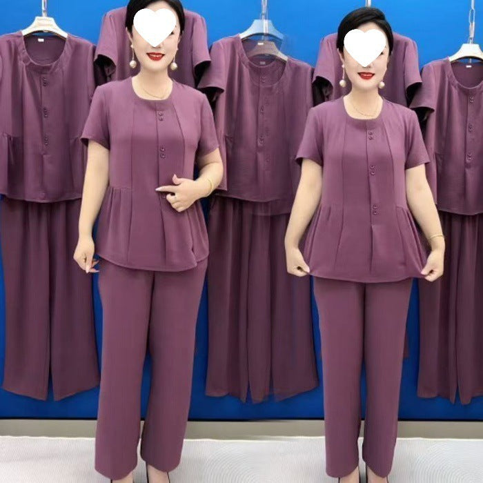 【Топ + Панталон】 (M-4XL)Ежедневен и удобен комплект, стягащ и стилен, голям размер, модерен.