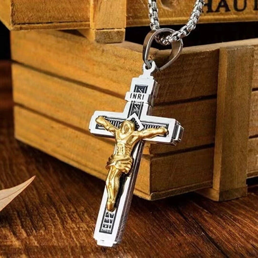 ✨【Оферта за ограничено време】✝️Колие с кръст на Исус---✝️Този кръст е символ на Исус Христос.