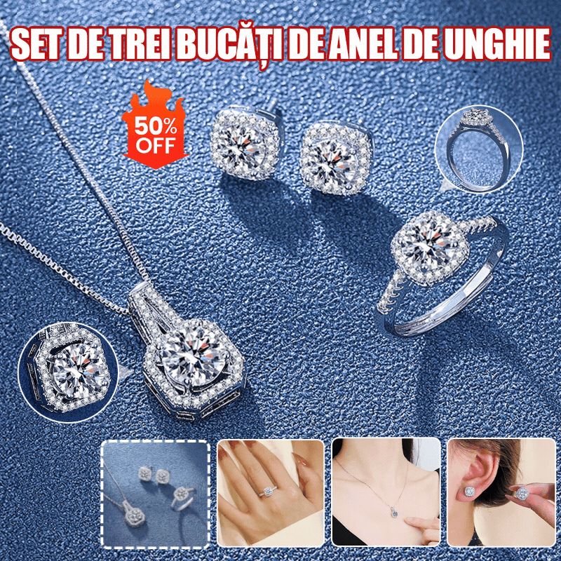 ✨(Колие+обеци+пръстен) 🔥 Комплект бижута от сребро 925