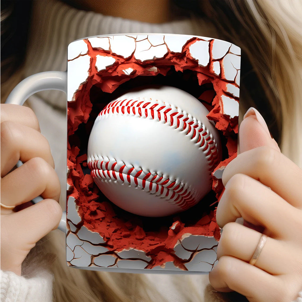 ⚽🏀🥎 Керамична чаша с дизайни на футбол, баскетбол и ръгби