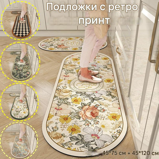 【45*75см + 45*120см】💥Оферта с ограничено време💥Нова кухненска постелка от диатомит, абсорбираща вода, неплъзгаща се и устойчива на замърсявания