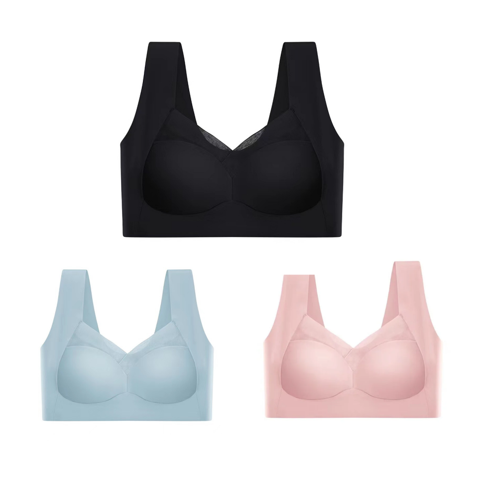 💥🌺【Купете един, вземете един безплатно】Леден копринен сутиен с лицеви опори, голям размер