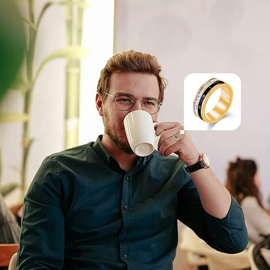 ✨Купете един, вземете втори безплатно✨Въртящ се пръстен от стомана и титан, украсен с римски цифри и диаманти