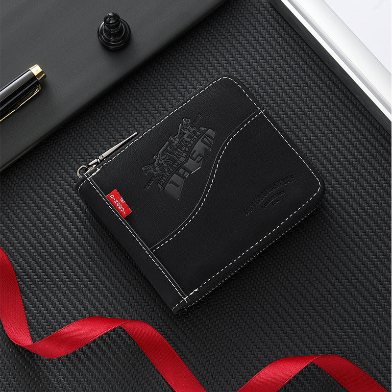 🔥🔥【Купете 1, вземете 1 безплатно】Нов и стилен мъжки къс портфейл с цип в ретро стил.