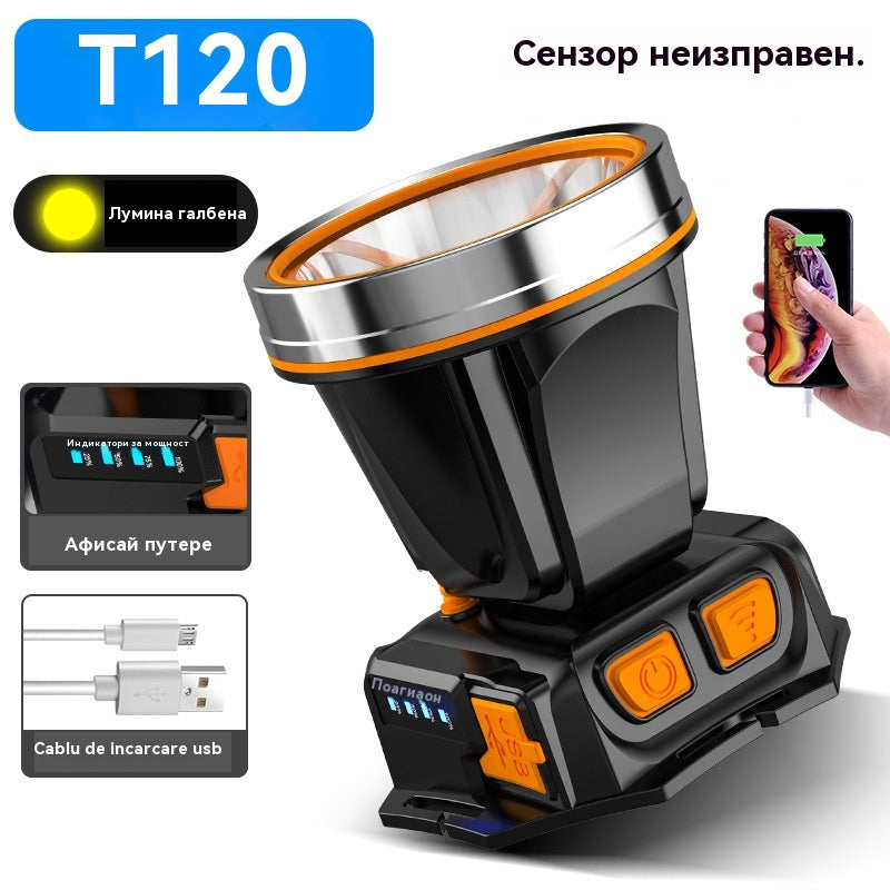 🔦Супер ярък акумулаторен челник с висока мощност