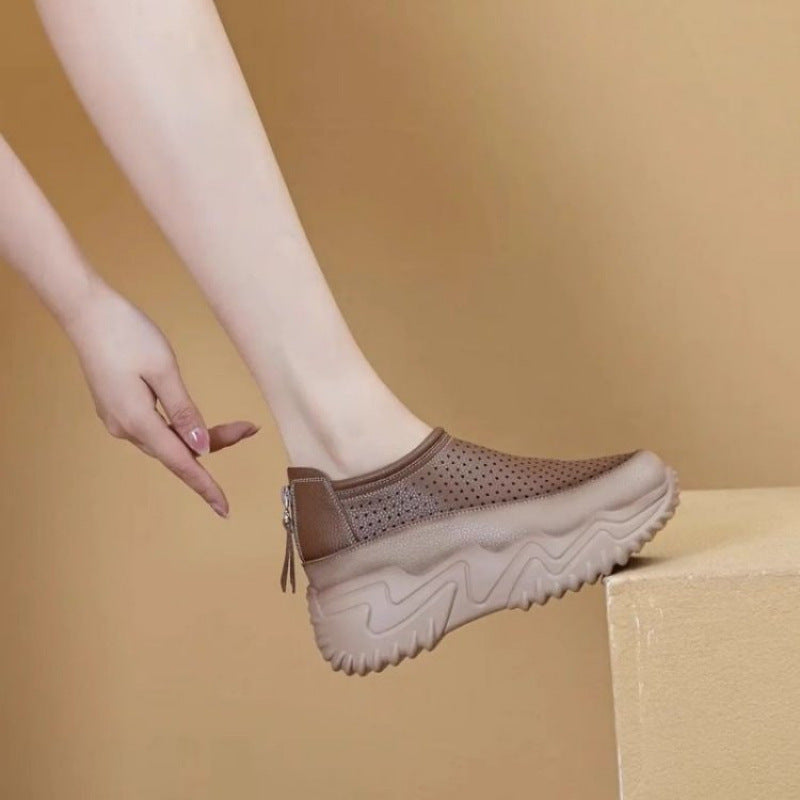 🔥👡【35-40】Нови летни сандали от естествена кожа с дишаща дебела подметка и куха външна подметка