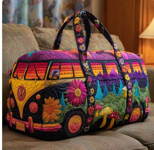 🌸👜Пътна чанта Hippie Van с подплатена материя