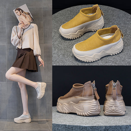 🔥👡【35-40】Нови летни сандали от естествена кожа с дишаща дебела подметка и куха външна подметка