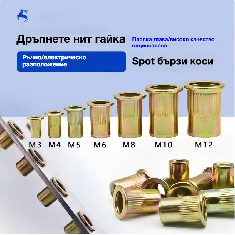🔧【166 броя】Гайки от неръждаема стомана, плоски назъбени гайки