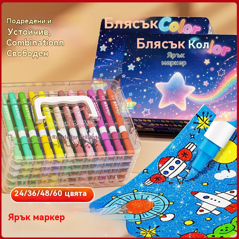 【24 цвята】🔥✨️Комплект двустранни светкавични маркери