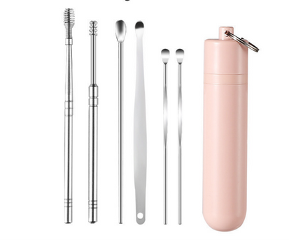 👂Комплект от 6 инструмента за премахване на ушна кал с тръбичка за съхранение | Пълен комплект за грижа за ушите – инструмент шест в едно! 👂