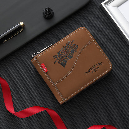 🔥🔥【Купете 1, вземете 1 безплатно】Нов и стилен мъжки къс портфейл с цип в ретро стил.