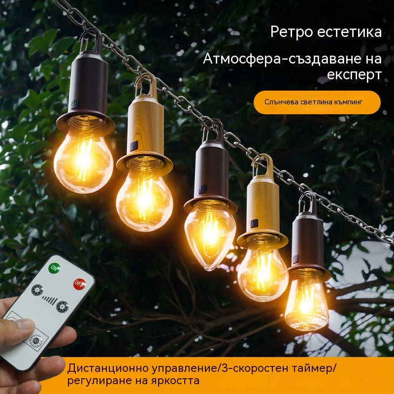 ☀️🔋🏕️Купете 1, вземете 1 безплатно🔥Нова преносима дебела ретро слънчева къмпинг светлина, многофункционална външна LED къмпинг светлина