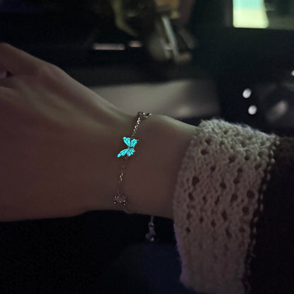 🎀Синя светеща гривна с пеперуда, дамски стил Мори, верижка за ключица Aurora