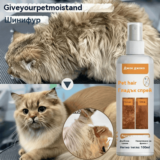 🐶🐱【Купете 1, вземете 1 безплатно】Спрей за изглаждане на козината на домашни любимци – Нежна формула, която дълбоко хидратира и лесно разресва козината.