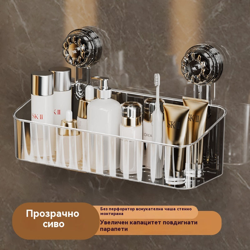 🍽️🧺🔥Оферта за ограничено време🔥Стелаж за съхранение с вендуза без пробиване, стенен отцедник за съдове за кухня и баня