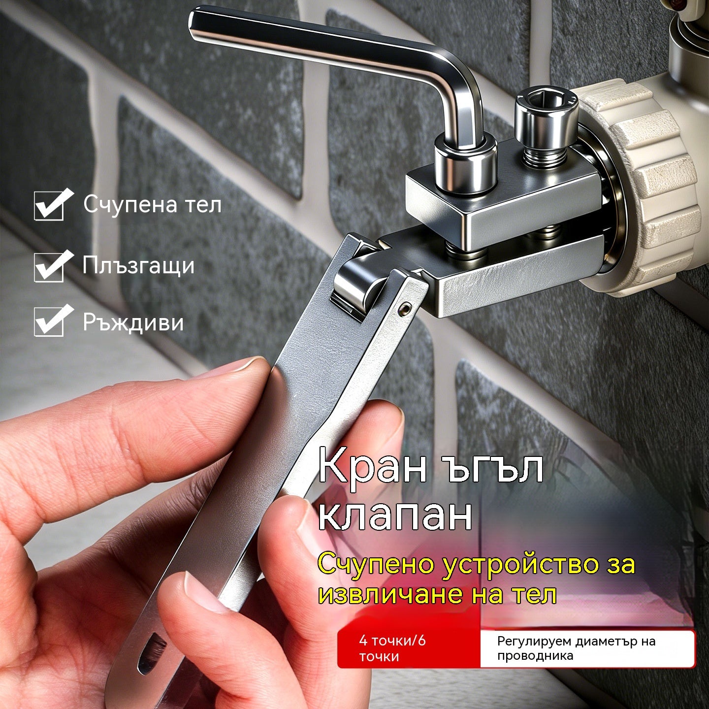 👍👍Нов инструмент за издърпване на счупен кабел за кран с универсален ъглов вентил. Подходящ за 4-точкови и 6-точкови водопроводни тръби.