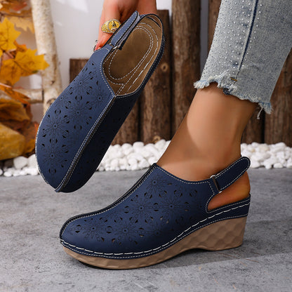 👡👡【36-43】Нови стилни, ажурни, удобни сандали с клиновиден ток