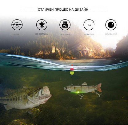 🔥【13,5 см батерийна стръв🐟 + USB кабел за зареждане + шамандура + витло*2】🎣2026 Нова симулирана електрическа риболовна стръв🐟