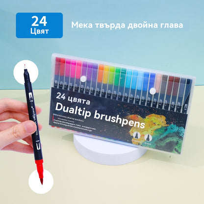 🎨 【1x Книжка за оцветяване по числа + 24-цветна химикалка с два върха】Оцвети и се отпусни: Книжка за оцветяване по числа за възрастни | Облекчава стреса и тревожността ✨