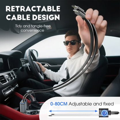 ⚡✨ Ултрабързо зарядно за кола: Два прибиращи се USB-C порта със Starlight околна светлина и интелигентна защита 🚗💫