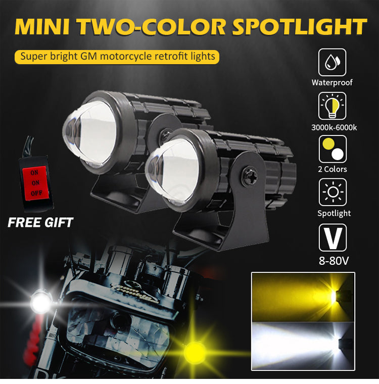 💡Подходящ за мотоциклети🏍️Двуцветен LED прожектор