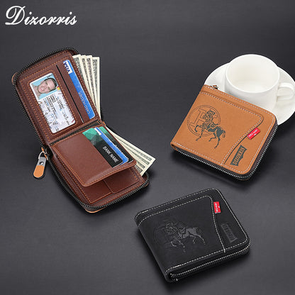 🔥🔥【Най-продаваният】Нов модерен къс портфейл с цип в ретро стил за мъже