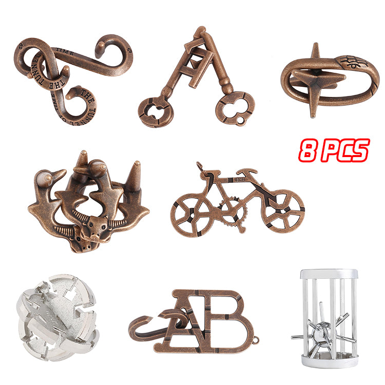 💪🧠[Комплект от 16 части] Висококачествен комплект пъзели от алуминиева сплав, различни стилове, безкрайно забавление!