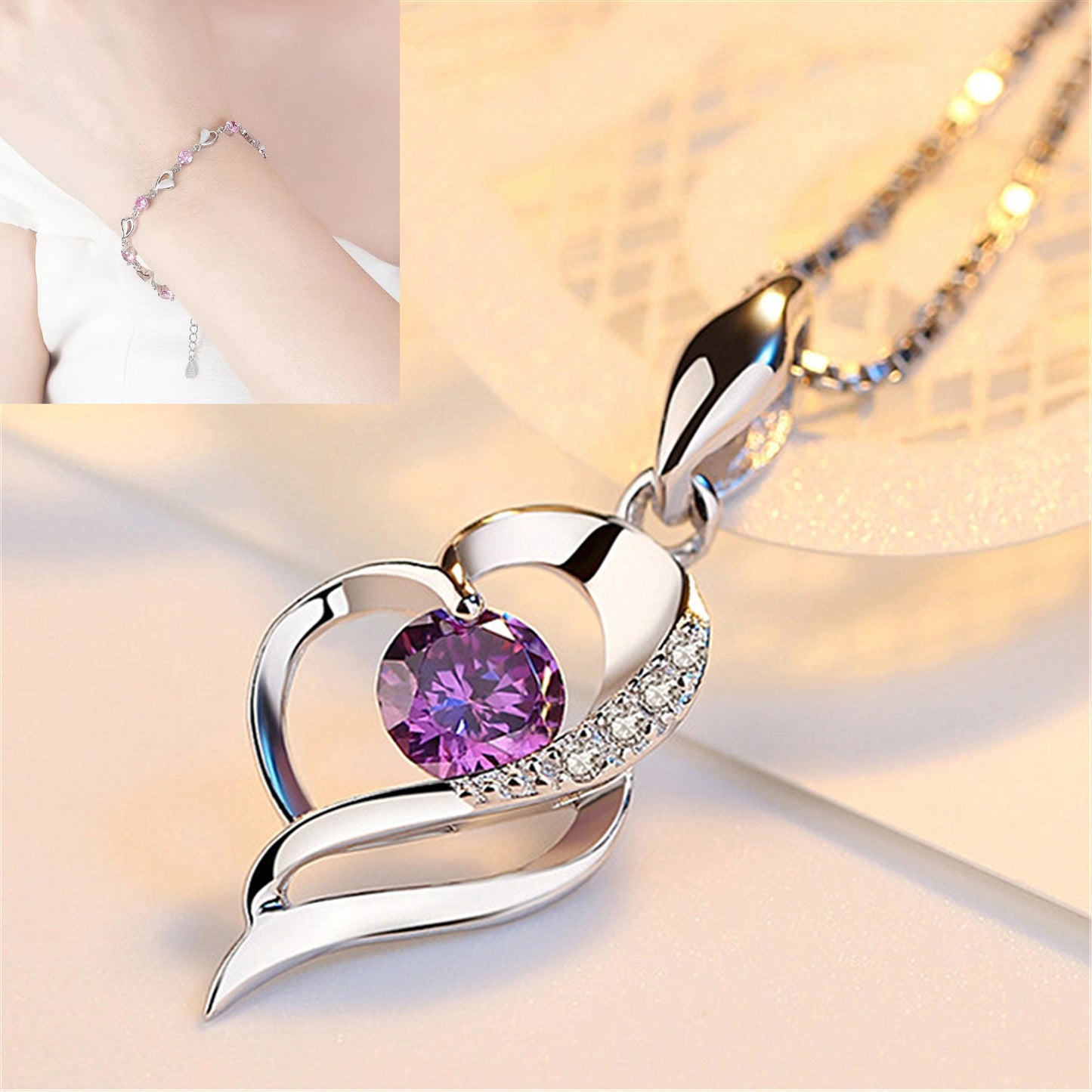 30%OFF✨✨Комплект гривна + колие „Сърцето на океана“ от сребро 925