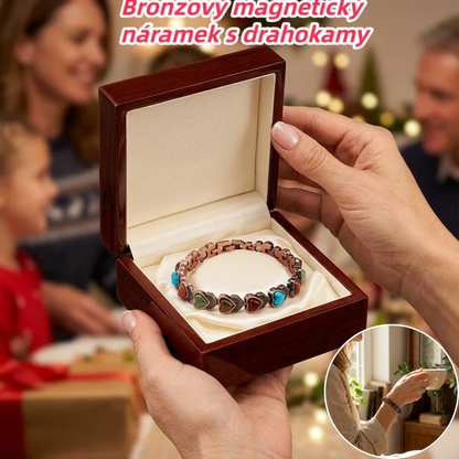 🎀Магнитна гривна със скъпоценни камъни в античен бронз