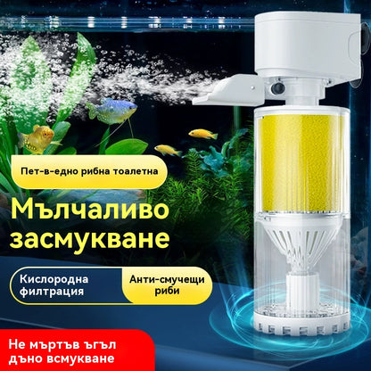 🐟Система за циркулация на водата в аквариума с 3-в-1 филтър, тиха работа.
