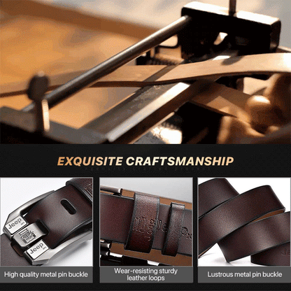 Ретро мъжки колан от висок клас, дънков колан с катарама от естествена кожа, семпла и стилна катарама, подбрана еднослойна телешка кожа, здрава и издръжлива