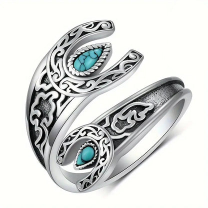 🌙Винтидж пръстен с тюркоаз и лунна светлина 💍 Дизайн с капковидна обковка от сребро 925 ✨ Регулируем отвор, подходящ за всички размери пръстени