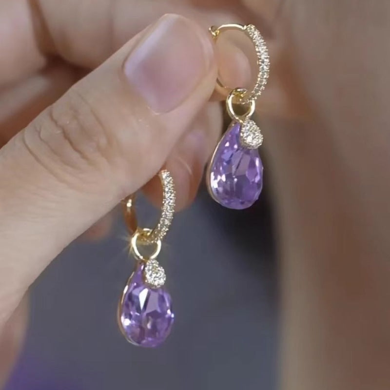 【Купете 2, вземете 2 безплатно】✨💧4 чифта луксозни кристални диамантени обеци във формата на сълза, нишов дизайн, елегантни и универсални, нови модни обеци за 2026 г.