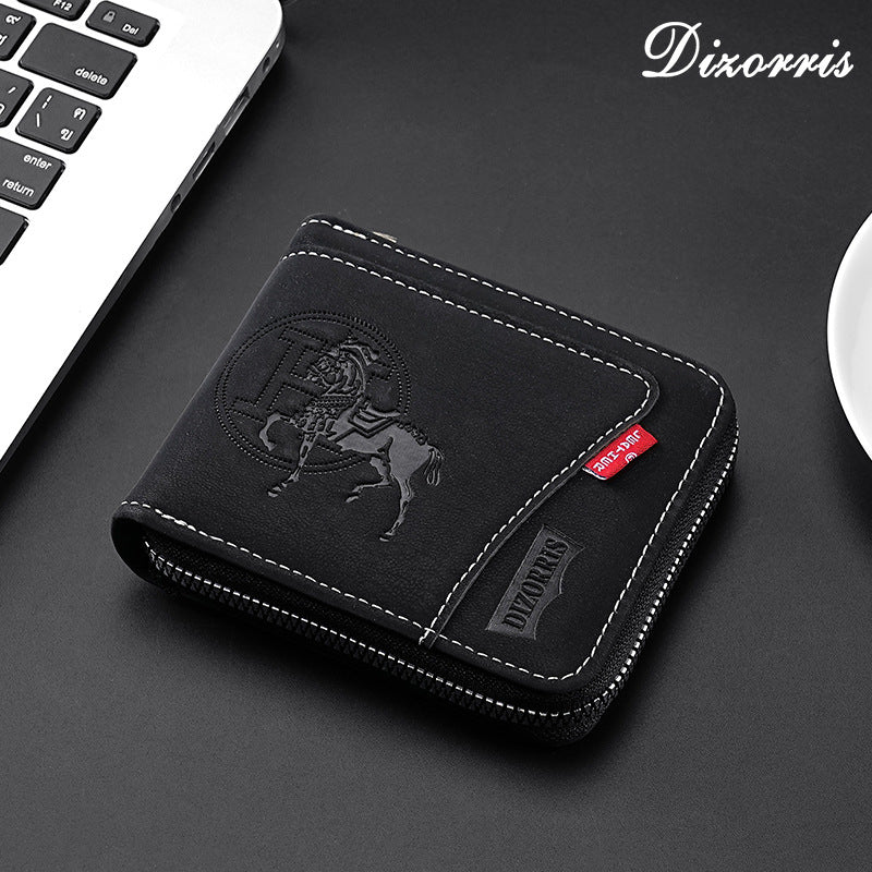 🔥🔥【Най-продаваният】Нов модерен къс портфейл с цип в ретро стил за мъже