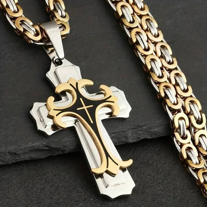 💥✝️✨【Купете едно, вземете второ безплатно】✝️Мъжко ретро уникално колие с кръст