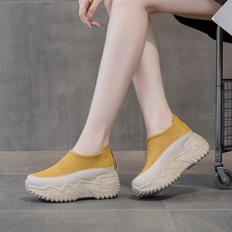 🔥👡【35-40】Нови летни сандали от естествена кожа с дишаща дебела подметка и куха външна подметка