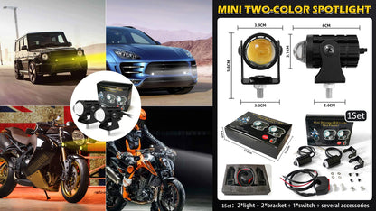 💡Подходящ за мотоциклети🏍️Двуцветен LED прожектор