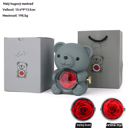 ✨Плюшено мече + кутия с пръстени с консервирана роза
