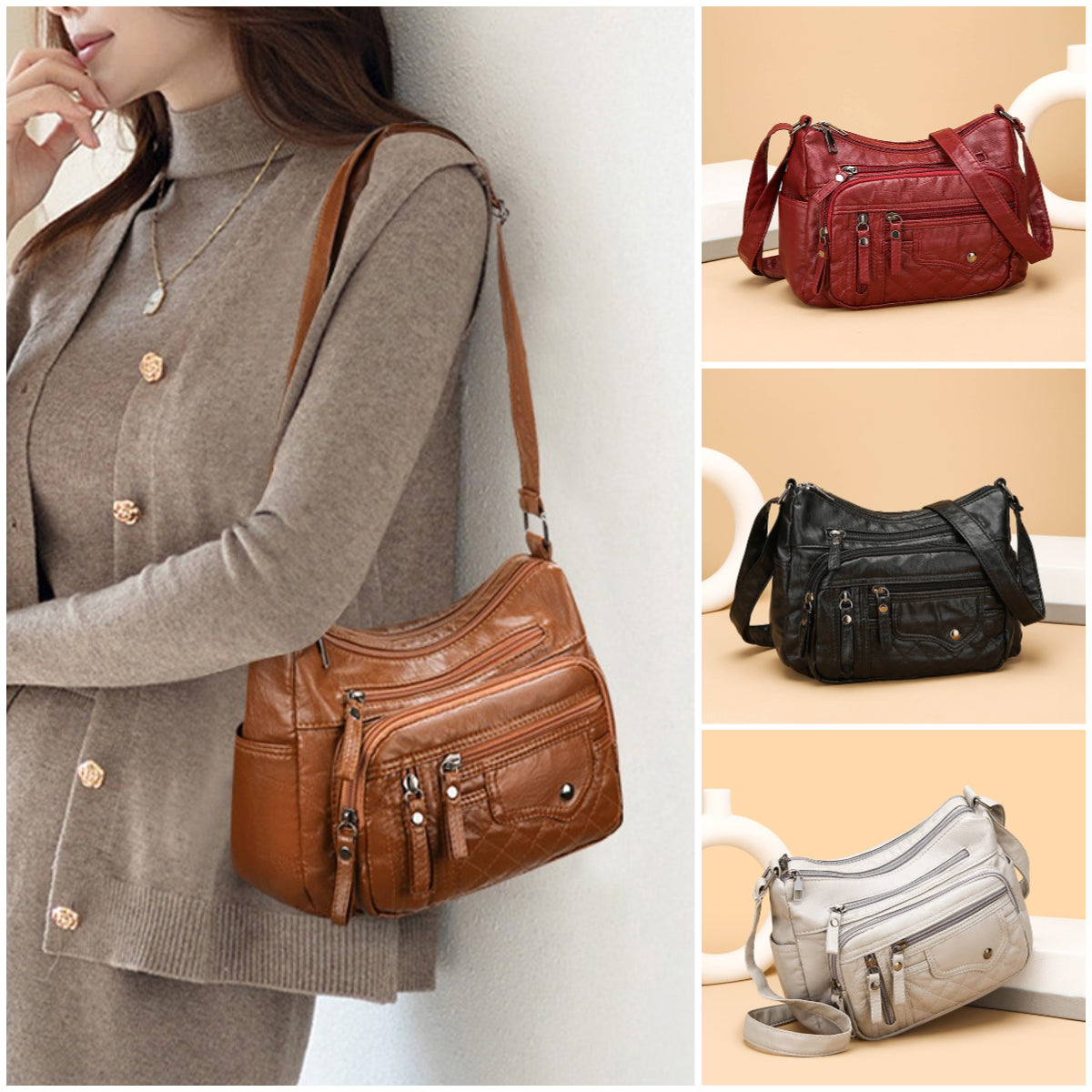 🔥【30% отстъпка】2026 Нова чанта през рамо/кръстосана чанта с голям капацитет от мека кожа за