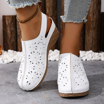 👡👡【36-43】Нови стилни, ажурни, удобни сандали с клиновиден ток