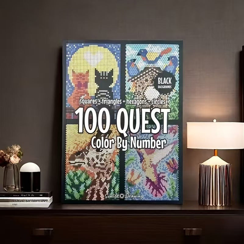 50% ОТСТЪПКА🎄🎨 100 QUEST книжка за оцветяване по числа