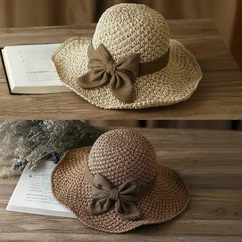 🎀 【1 брой 24 евро】 👒 | Ретро сламена шапка с панделка – сгъваема и дишаща за лятото