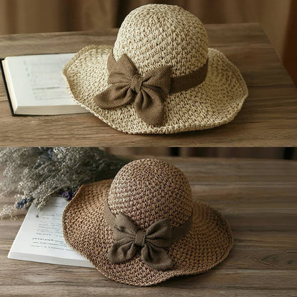 🎀 【1 брой 24 евро】 👒 | Ретро сламена шапка с панделка – сгъваема и дишаща за лятото