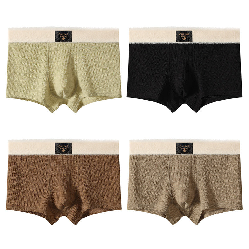 🩲Ropa interior de felpa cálida de color sólido transpirable para hombre.