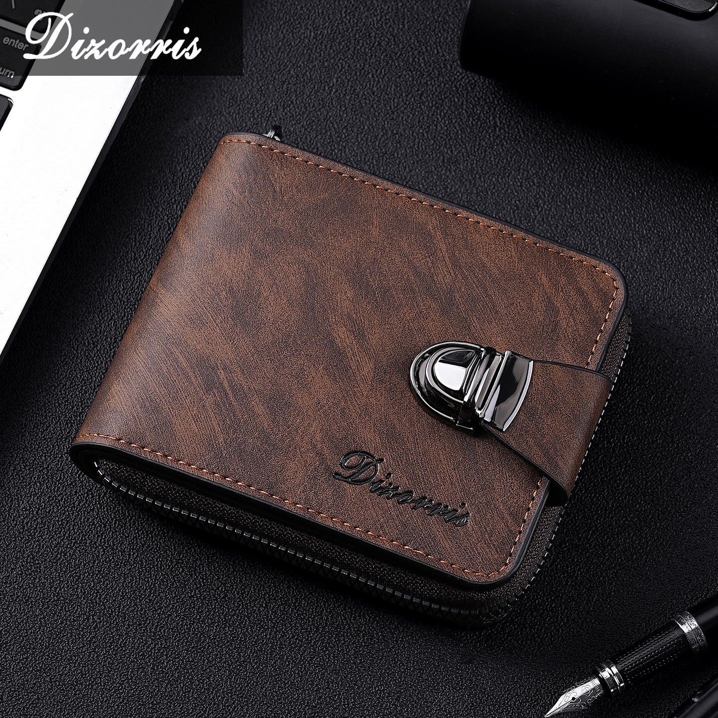 🔥🔥【Най-продаваният】Нов модерен къс портфейл с цип в ретро стил за мъже