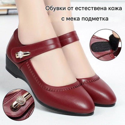💖【35-41】2026 Дамски нови меки кожени обувки с неплъзгащ се ток
