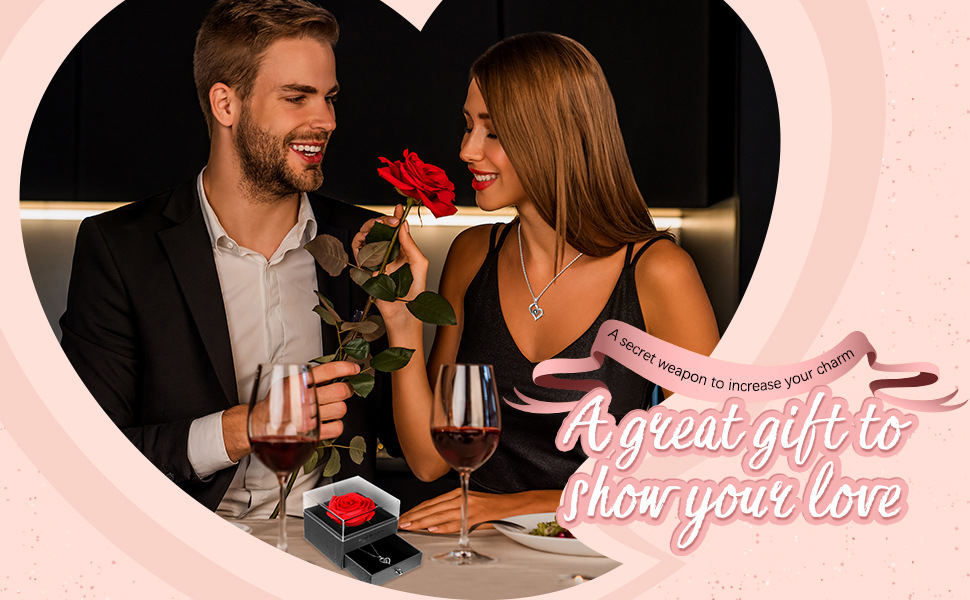 ✨Колие във формата на сърце, подарък за Свети Валентин + очарователно плюшено мече от консервирана роза - романтичен подарък за Деня на майката, сватби, годишнини и Свети Валентин.