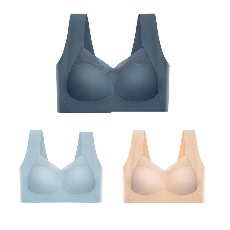 💥🌺【Купете един, вземете един безплатно】Леден копринен сутиен с лицеви опори, голям размер